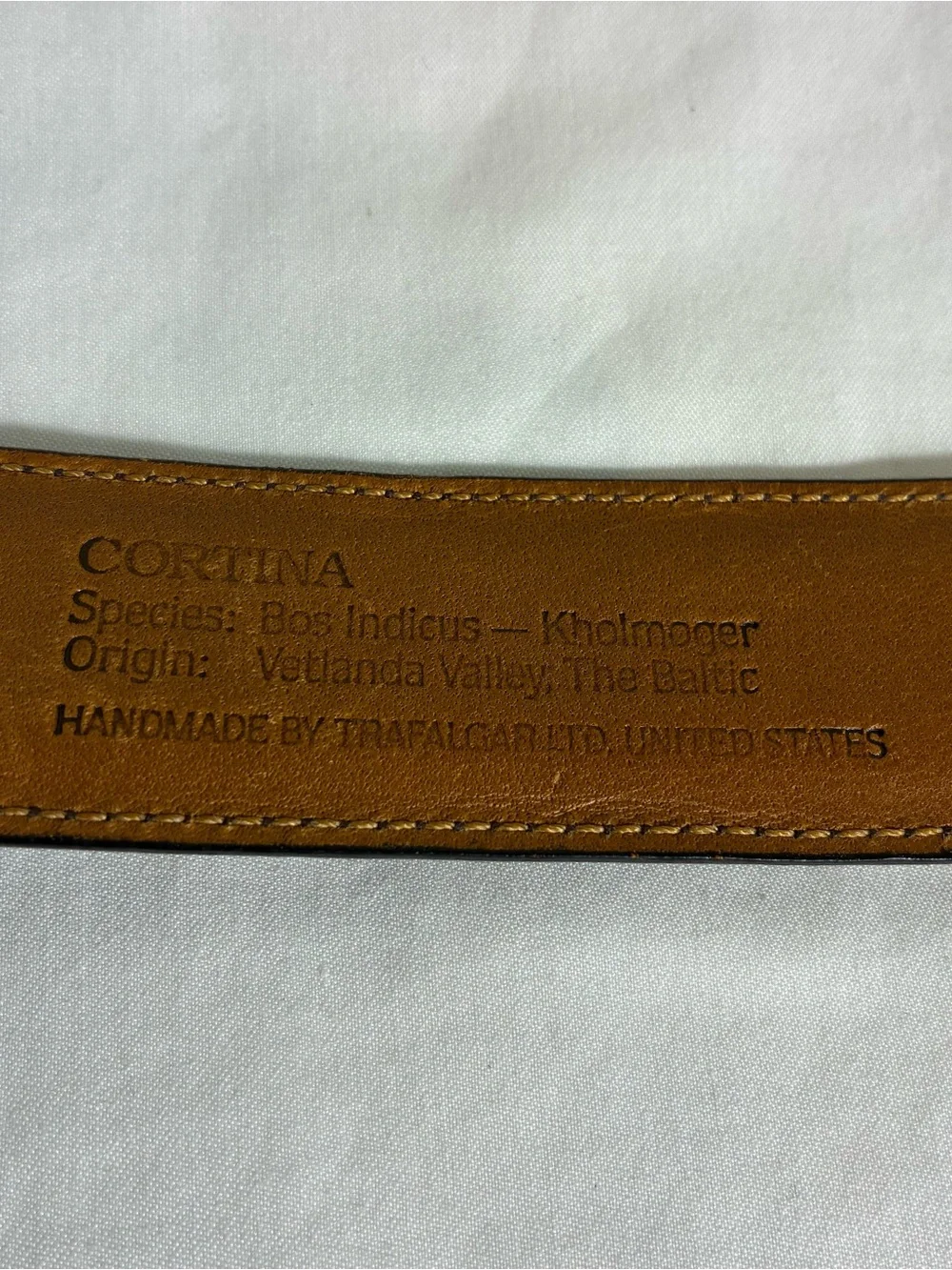 Cortina Trafalgar Womens leather belt size 36 brass buckle